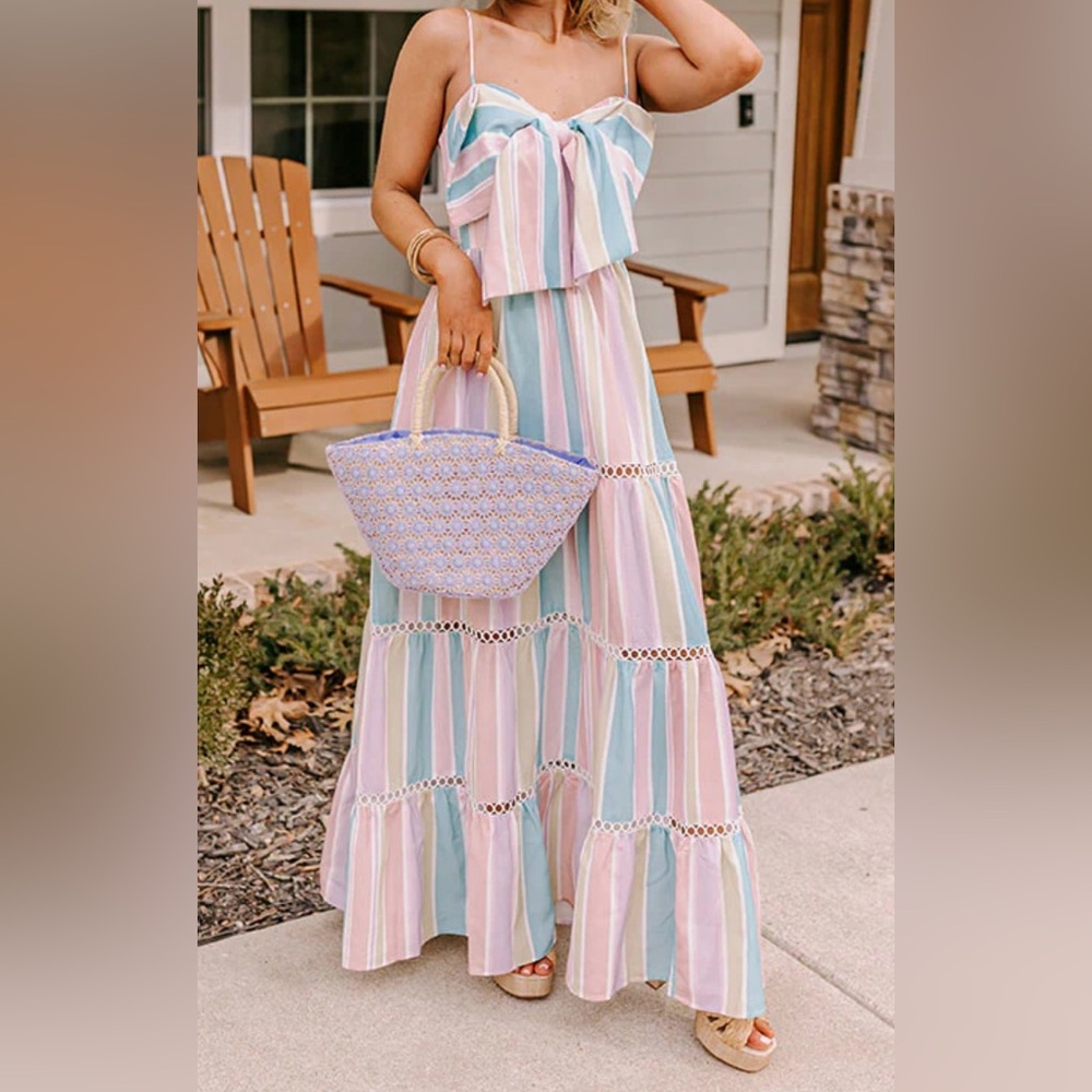 Pastel Striped Maxi Dress